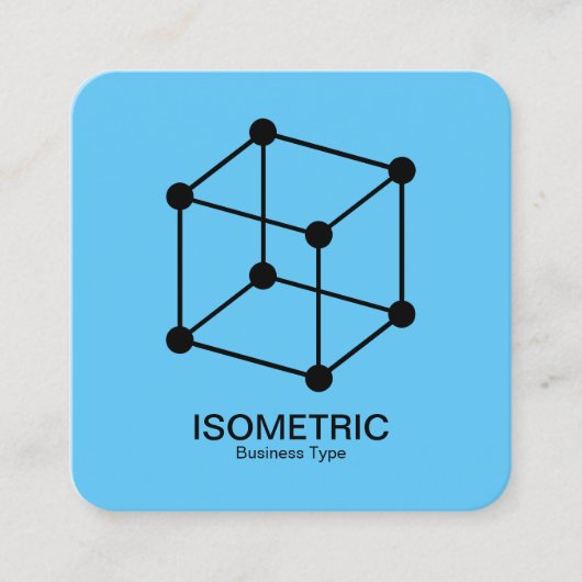 Isometric Cube - Black on Sky Blue Quadratische Visitenkarte (Vorderseite)