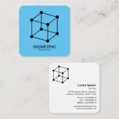 Isometric Cube - Black on Sky Blue Quadratische Visitenkarte (Vorne/Hinten)