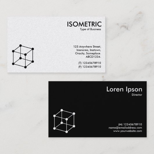 Isometric Cube Motif - weiß/schwarz Visitenkarte (Vorne/Hinten)