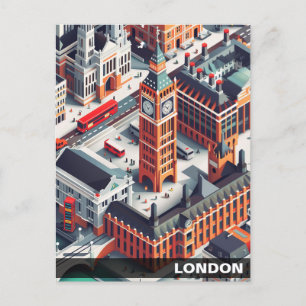 Isometric London Travel Postcard Postkarte