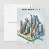 Isometric New York City Travel Postcard Postkarte (Vorne/Hinten)