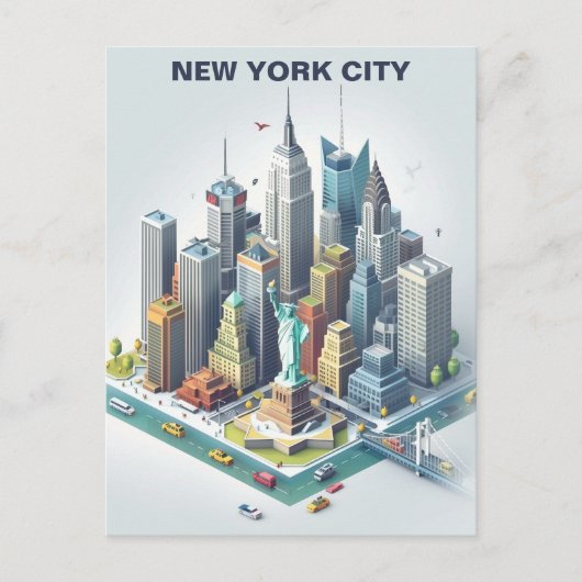 Isometric New York City Travel Postcard Postkarte (Vorderseite)