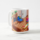 Isometric Pixel Art Gaming PC Room Kaffeetasse (Vorderseite Links)