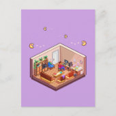 Isometric Pixel Art Gaming PC Room Postkarte (Vorderseite)