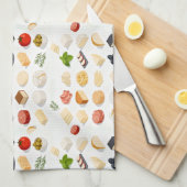 Isometric seamless pattern of various cheeses geschirrtuch (Viertel Falte)