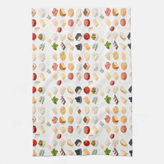 Isometric seamless pattern of various cheeses geschirrtuch (Vertikal)