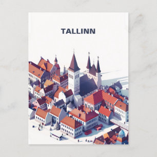 Isometric Tallinn Travel Postcard Postkarte