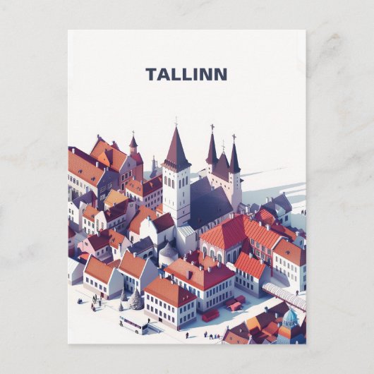 Isometric Tallinn Travel Postcard Postkarte (Vorderseite)