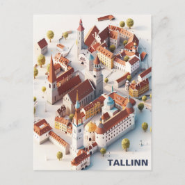 Isometric Tallinn Travel Postcard Postkarte