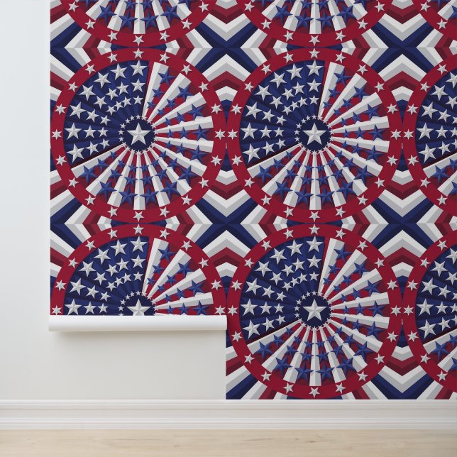 Isometric USA Flag Pattern Wallpaper & Vorhang Tapete (Anwendung)