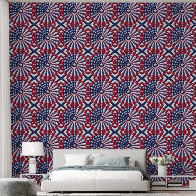 Isometric USA Flag Pattern Wallpaper & Vorhang Tapete (Schlafzimmer)