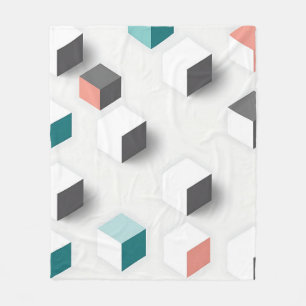 Isometrische 3D-Würfel Geometrisches Abstraktes Mu Fleecedecke