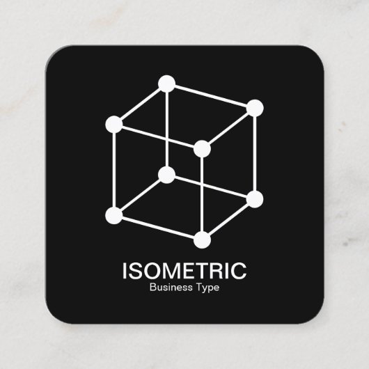 Isometrische Cube - Weiß auf Schwarz Quadratische Visitenkarte (Vorderseite)
