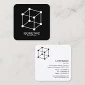 Isometrische Cube - Weiß auf Schwarz Quadratische Visitenkarte (Vorne/Hinten)
