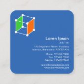 Isometrische Cube - weiß, grün und orange auf blau Quadratische Visitenkarte (Rückseite)