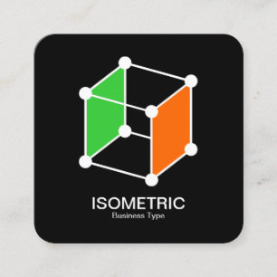 Isometrische Cube - Weiß, Grün und Orange auf Schw Quadratische Visitenkarte