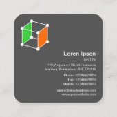 Isometrische Cube - Weiß, Grün und Orange auf Schw Quadratische Visitenkarte (Rückseite)