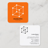 Isometrische Cube - Weiß und Schwarz auf Orange Quadratische Visitenkarte (Vorne/Hinten)