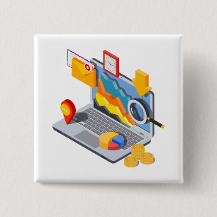 Isometrische Geschäftsdatenanalyse Laptop Button