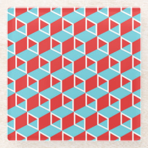 Isometrische Kuben: farbenfroher Vintager Hintergr Glasuntersetzer