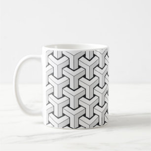 Isometrische Kuben Schwarz-weißes Muster Kaffeetasse