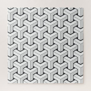 Isometrische Kuben Schwarz-weißes Muster Puzzle