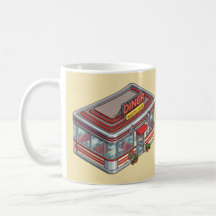 Isometrische Retro-Diner-Stand-Cafe-Tasse Kaffeetasse