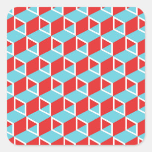 Isometrische Würfel: Farbiger Vintage-Hintergrund. Quadratischer Aufkleber