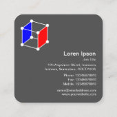 Isometrischer Cube - Weiß, Blau und Rot auf Schwar Quadratische Visitenkarte (Rückseite)