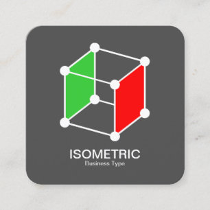 Isometrischer Cube - Weiß, Grün und Rot auf Grau Quadratische Visitenkarte