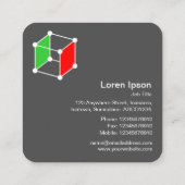 Isometrischer Cube - Weiß, Grün und Rot auf Grau Quadratische Visitenkarte (Rückseite)