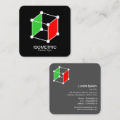 Isometrischer Cube - Weiß, Grün und Rot auf Schwar Quadratische Visitenkarte (Vorne/Hinten)
