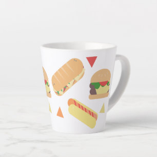 Isometrisches Fast-Food-Mix-Restaurant Burger Hot  Milchtasse