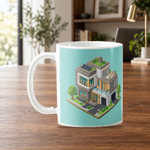 Isometrisches modernes Haus niedliche Architektur Kaffeetasse