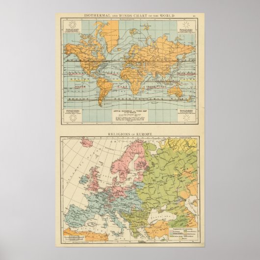 Isothermal, winds Religions Europa Poster (Vorne)