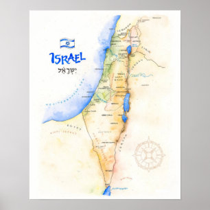 " Israel: 2020/heute - Wasserfarben MAP... Poster