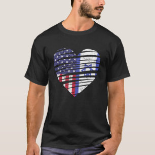 Israel American Grown Heart USA Patriot Heritage T-Shirt