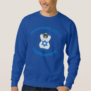 Israel Angel Hanukkah Flag Blaue Personalisierte M Sweatshirt