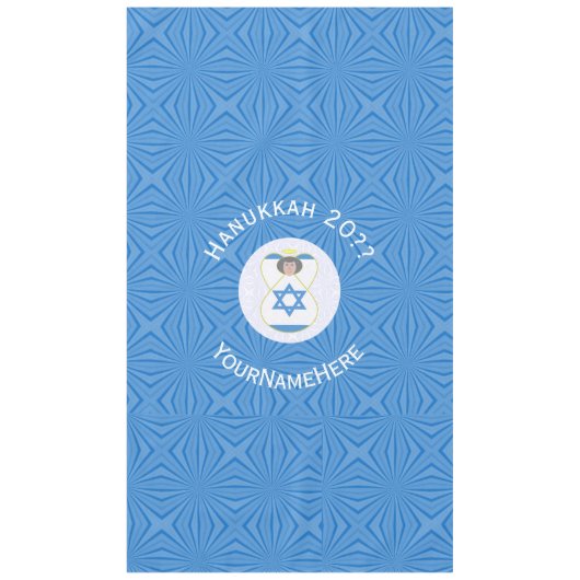 Israel Angel Hanukkah Flag Personalisiert Tableca Tischdecke (Vorderseite)
