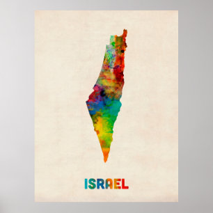 Israel-Aquarell-Karte Poster