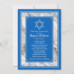 Israel Blaue Marmor Davidstern Bar Mitzwa Einladung