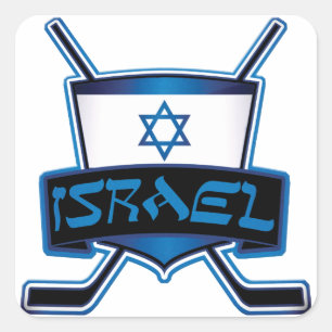 Israel Eishockey-Flag Quadratischer Aufkleber
