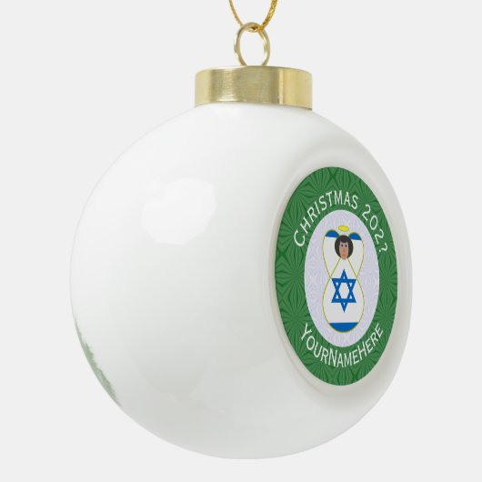 Israel-Engel-Weihnachtsfahne Personalisiert Keramik Kugel-Ornament (Links)
