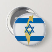 Israel Flag and Map Blue Star of David Emblem Button (Vorne & Hinten)