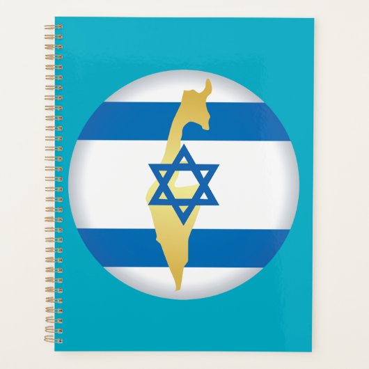 Israel Flag and Map Blue Star of David Emblem Planer (Vorderseite)