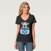 Israel Flag Dalmatian Dog In Pocket T-Shirt (Vorderseite Vollansicht)