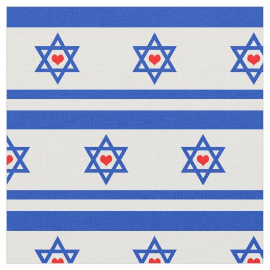 Israel Flag & jüdisches Herz / trendige Modebraut Stoff (Nahaufnahme)
