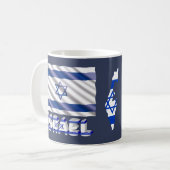 Israel Flag & Map Patriotic Blue White Kaffeetasse (Vorderseite Links)