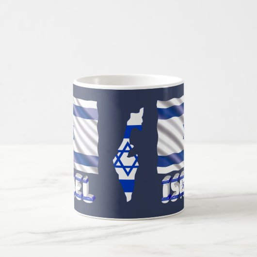 Israel Flag & Map Patriotic Blue White Kaffeetasse (Mittel)