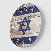 Israel Flag on Old Wood Grain Große Wanduhr (Winkel)